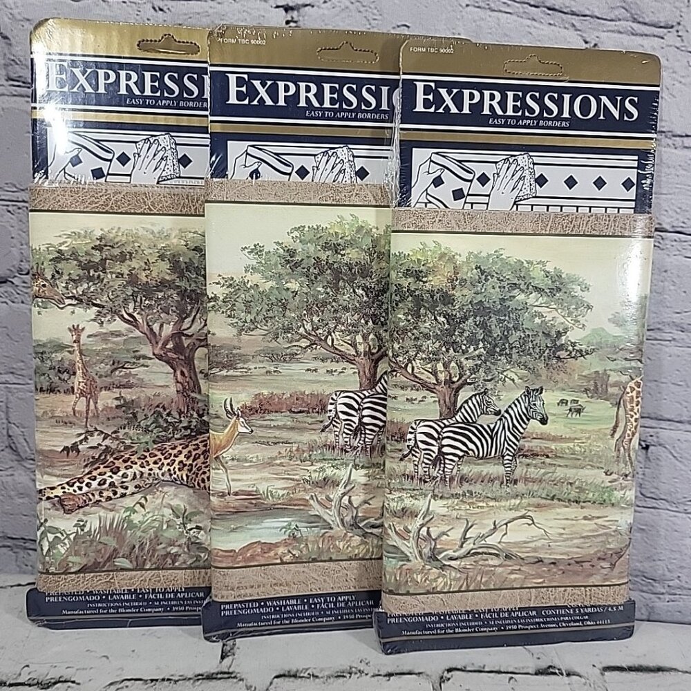 Expressions Easy Apply Wall Borders Zebra Africa Safari Print‎ Lot 3 - 5yds Each